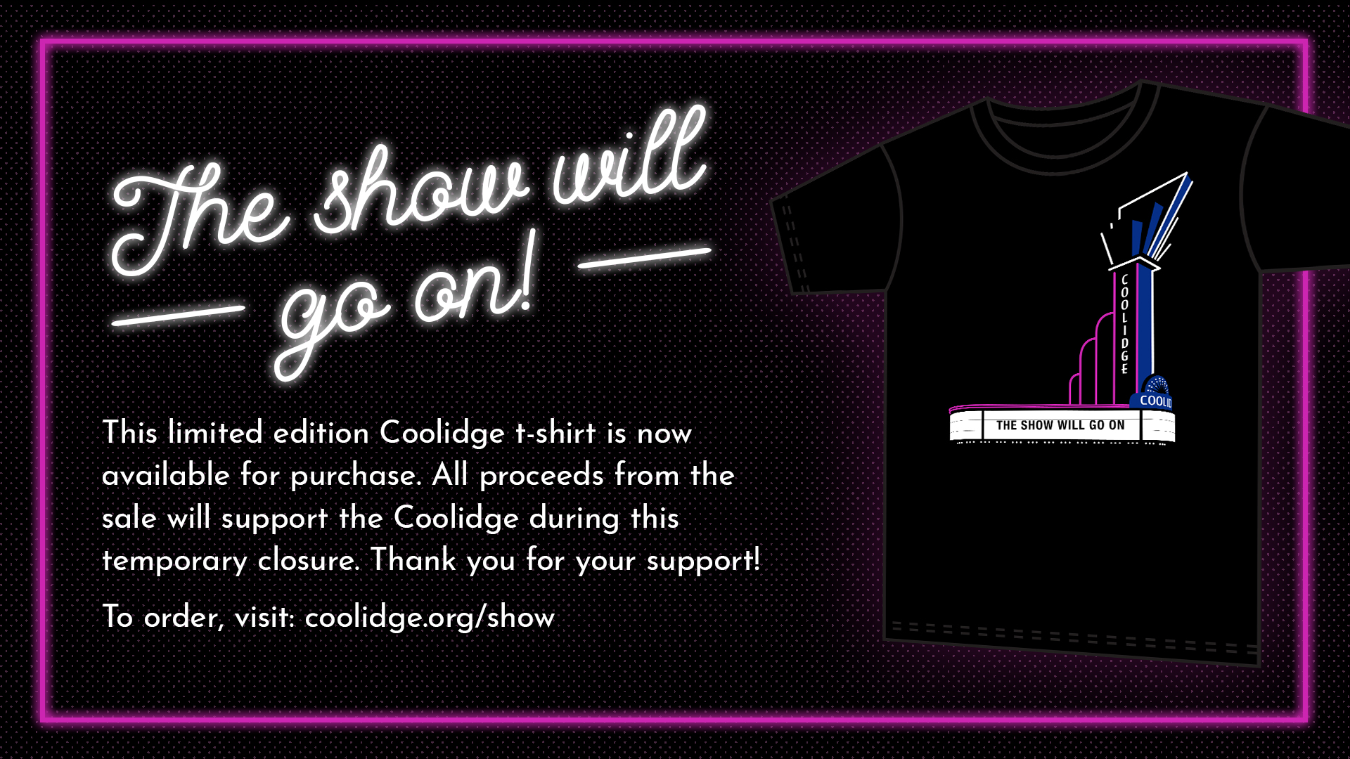 Limited edition Coolidge T-shirt now on sale